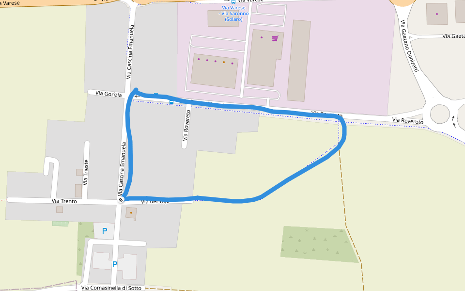 Cascina Emanuela walking route map in Solaro