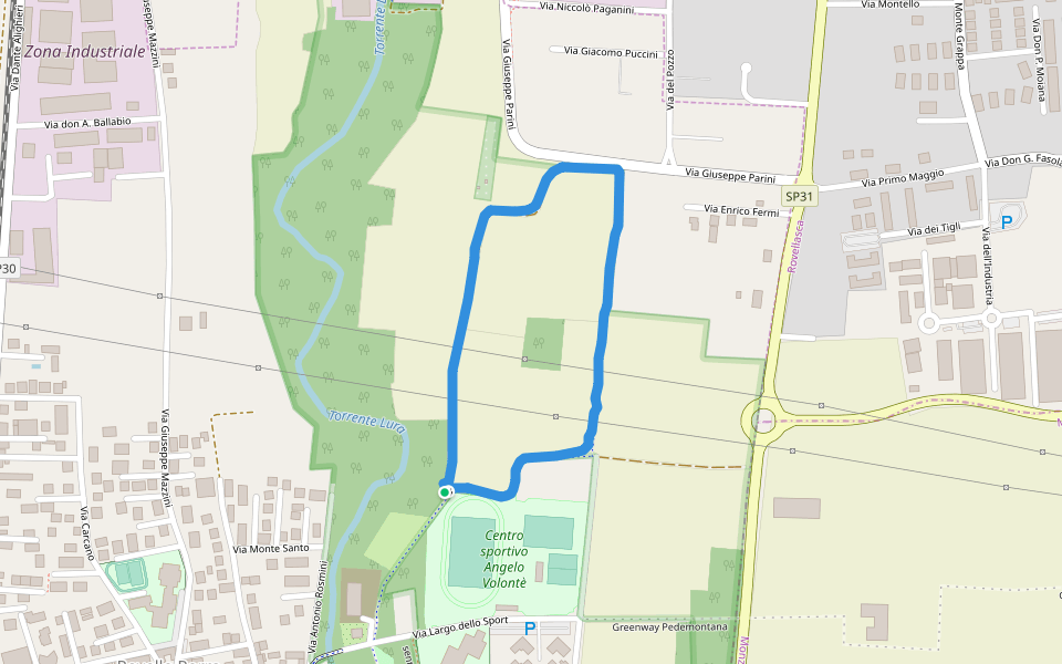 Parco Lura walking route map in Rovello Porro
