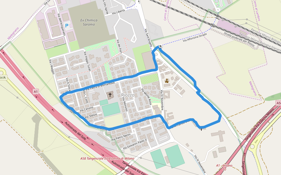 Riozzo walking route map in Riozzo