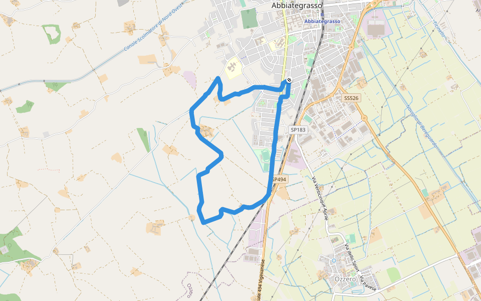 Giro Fontana di San Carlo walking route map in Abbiategrasso