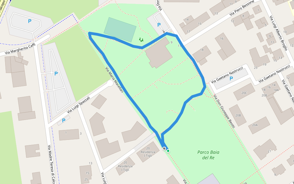 Parco Baia del Re walking route map in Piacenza