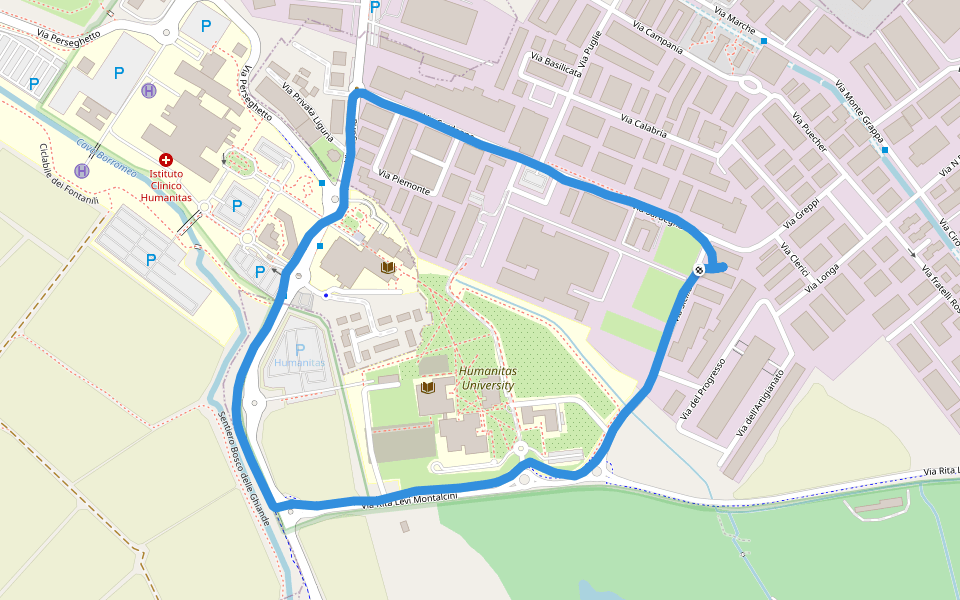 Parco agricolo Sud Milano walking route map in Fizzonasco