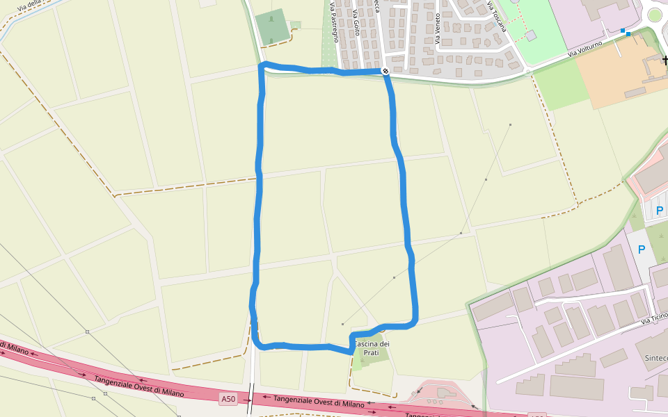 Parco agricolo Sud Milano walking route map in Sesto Ulteriano