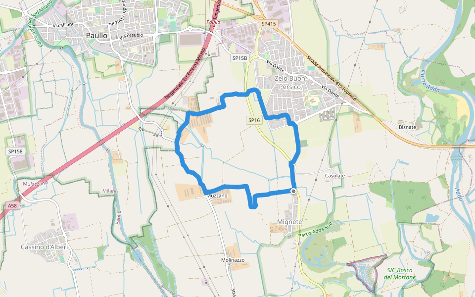 Parco agricolo Sud Milano walking route map in Mignete