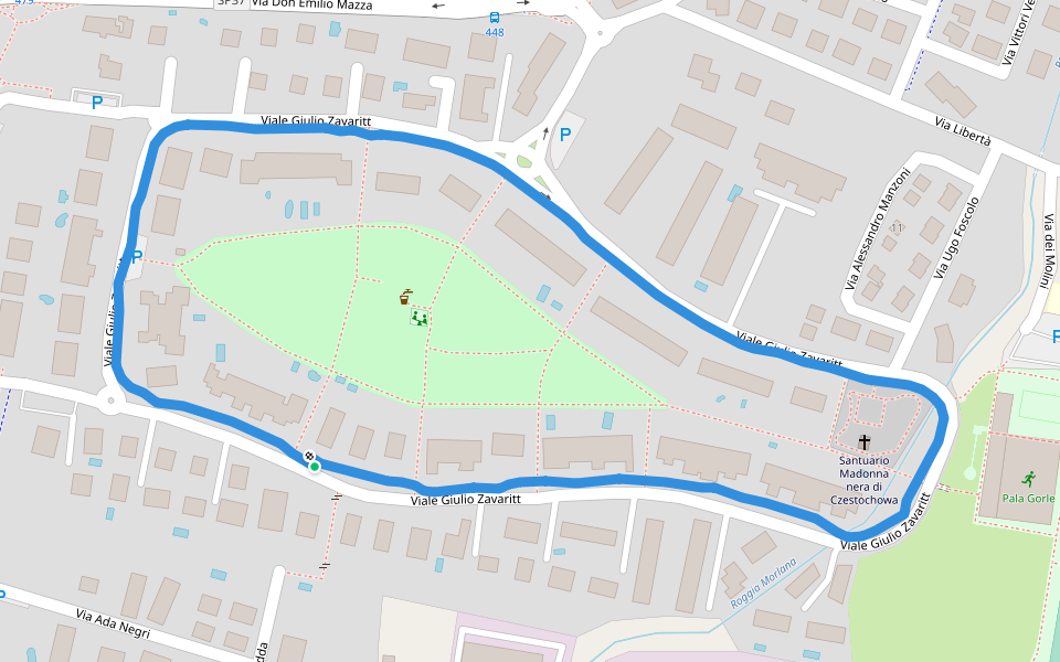 Parco Quartiere Baio walking route map in Gorle