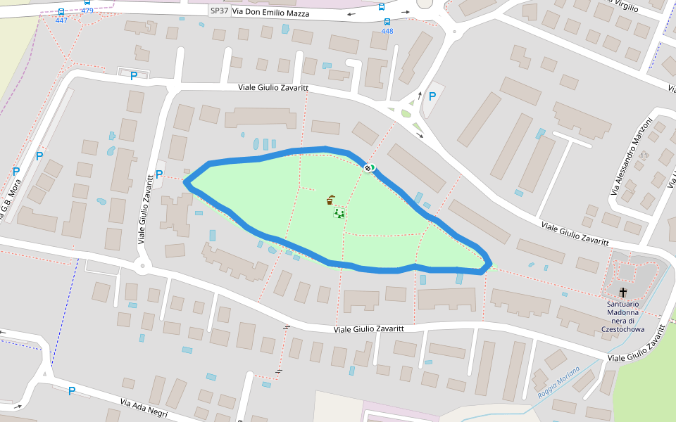 Parco Quartiere Baio walking route map in Gorle