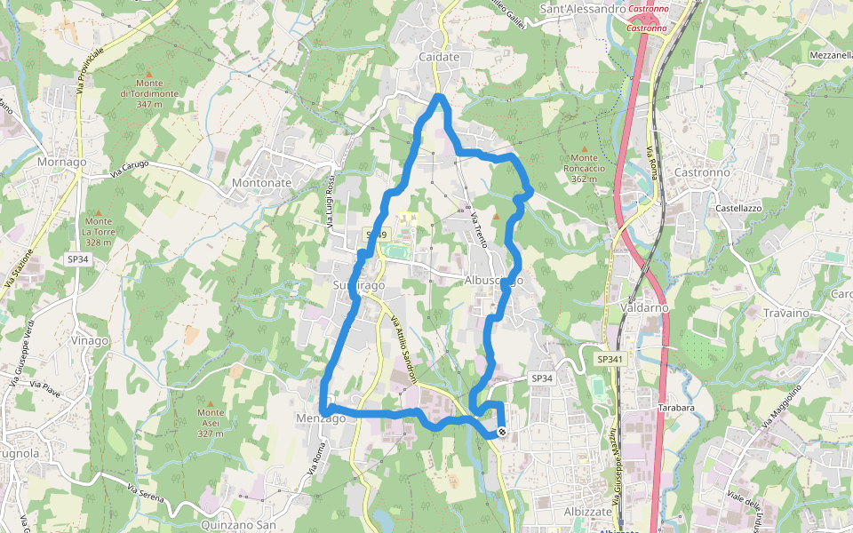 Via Cascina Mora walking route map in Albizzate