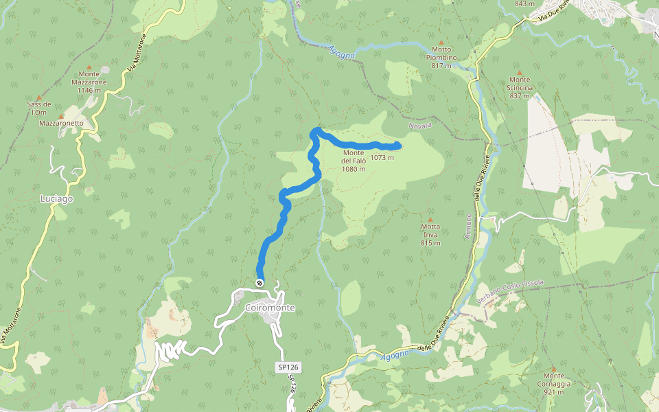 Monte del Falò walking route map in Coiromonte