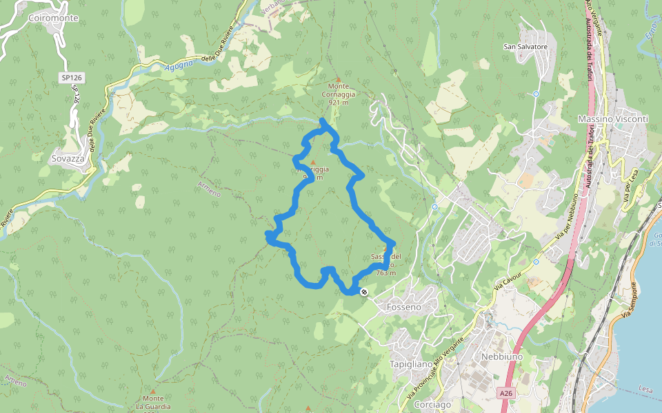 Il Toriggia walking route map in Fosseno