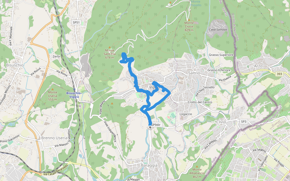 Sentiero Italia - Tappa D07-Via Valmeggia walking route map in Viale Varese
