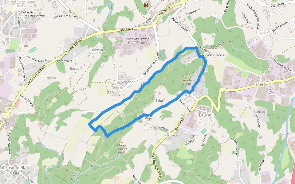 Monte Perada walking route map in Santa Maria