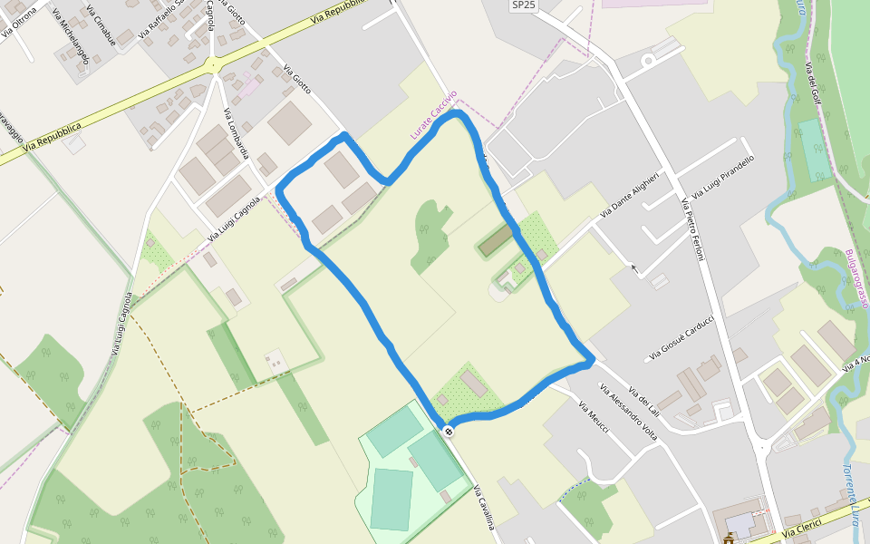 Parco Lura walking route map in Bulgarograsso