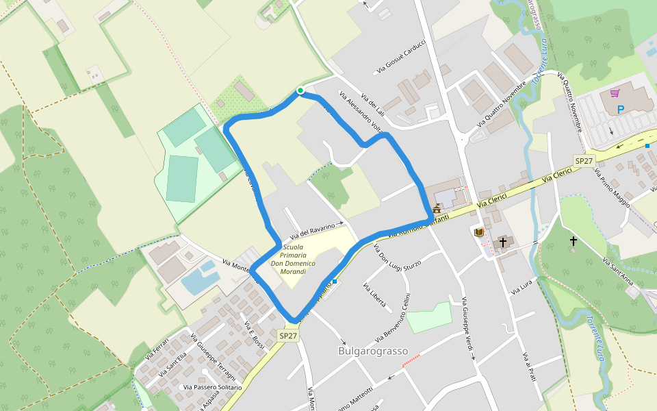 Parco Lura walking route map in Bulgarograsso