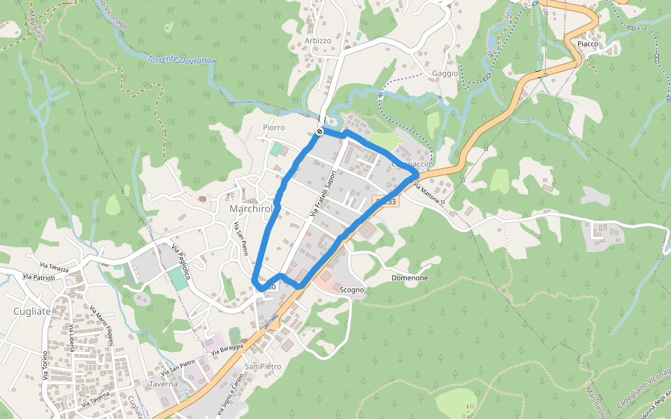 Strada confinale Marchirolo-Cuasso Al Monte walking route map in Marchirolo