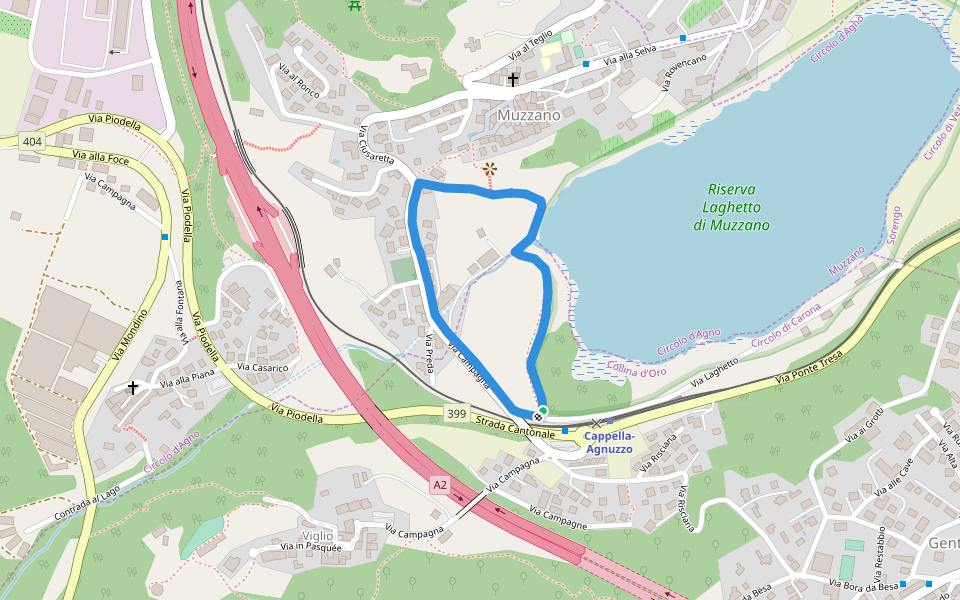Riserva Laghetto di Muzzano walking route map in Collina d'Oro