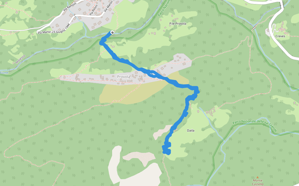 S01f Creves - Provola walking route map in Finero