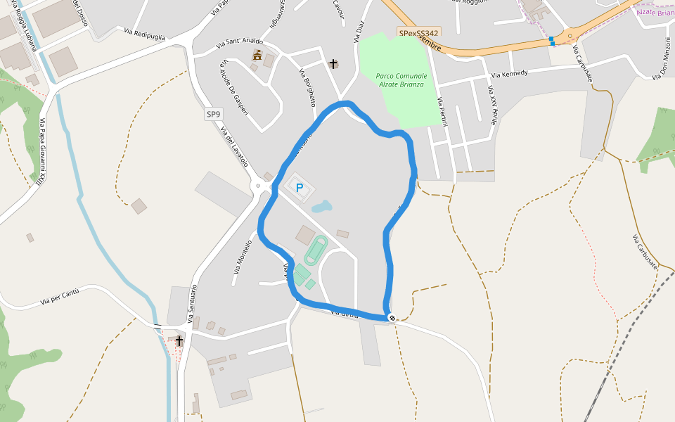 Parco Comunale Alzate Brianza walking route map in Alzate Brianza