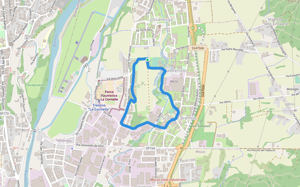 Polisportiva Valbrembo walking route map in Scano Al Brembo