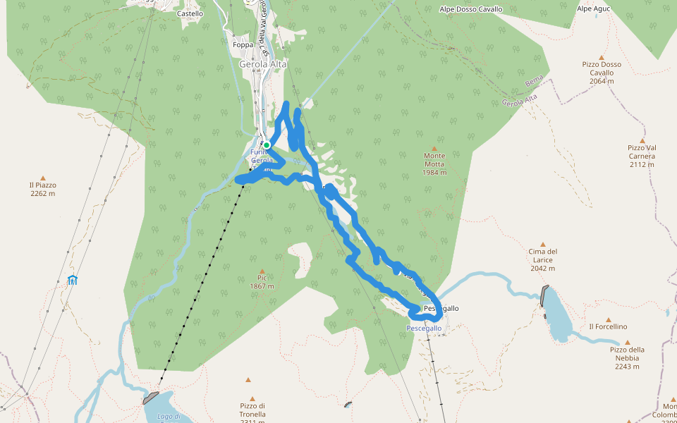 Fenile-Piic walking route map in Gerola Alta