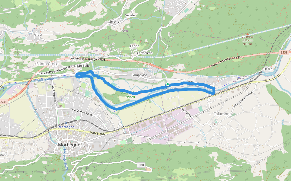 Canale derivazione ex centrale di Campovico walking route map in Campovico