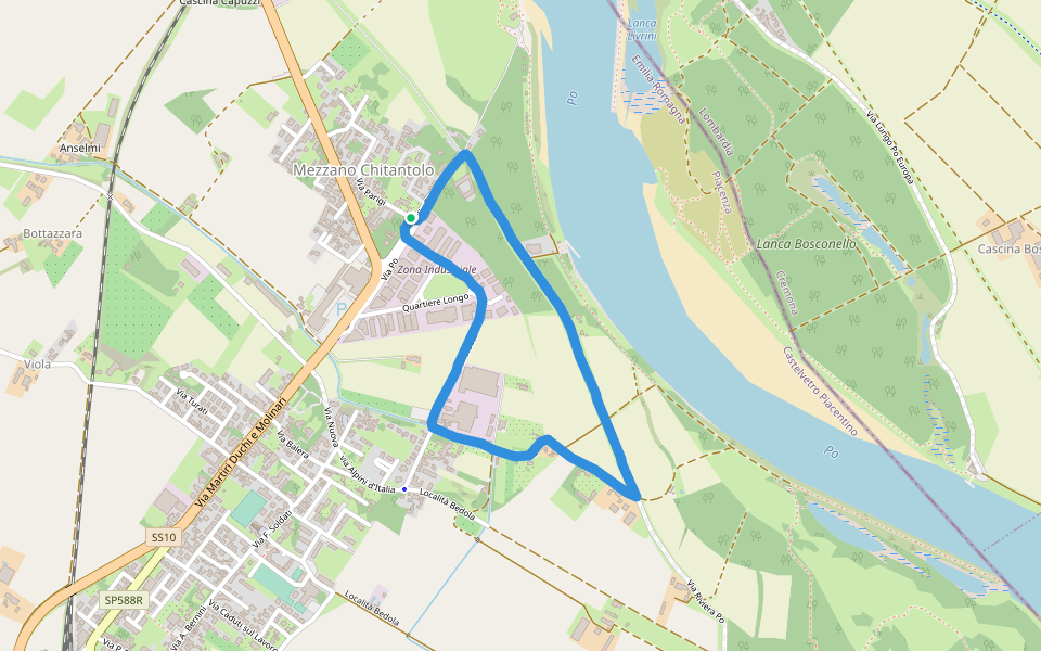 Cartiera walking route map in Castelvetro Piacentino
