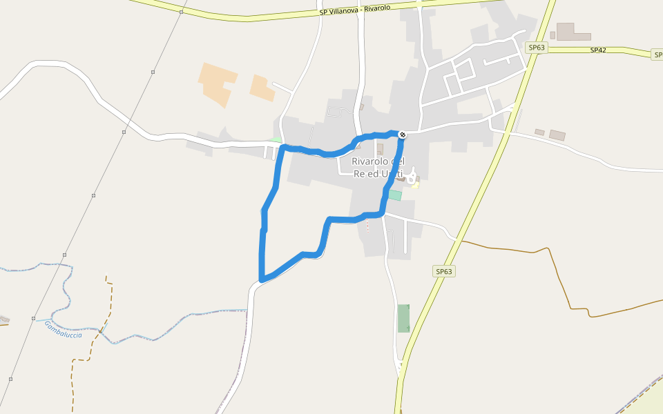 Parchetto comunale walking route map in Rivarolo del Re