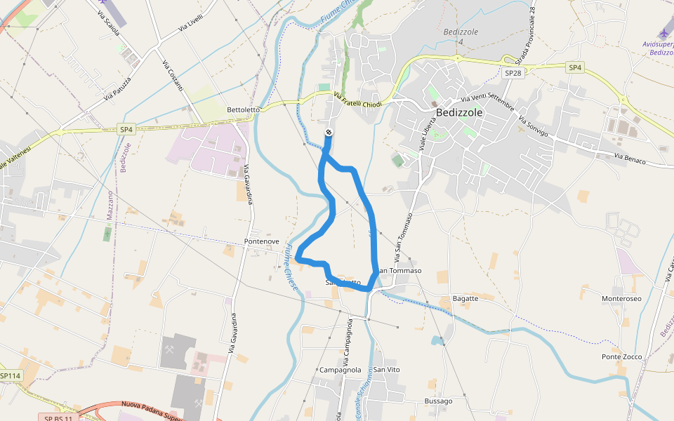 Via Pontenove walking route map in Bedizzole