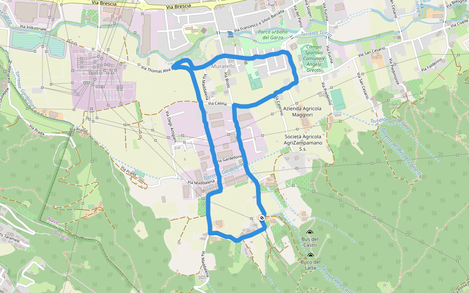 Campo Sportivo Comunale Angelo Greotti walking route map in Nave