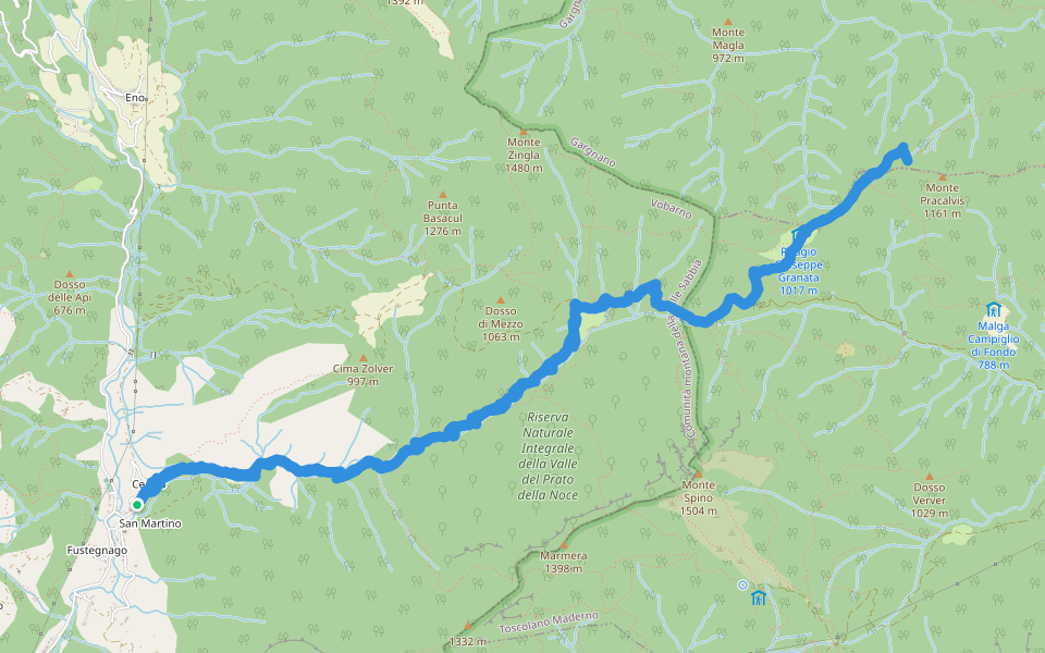 Sentiero dell'Unità Nazionale walking route map in Degagna