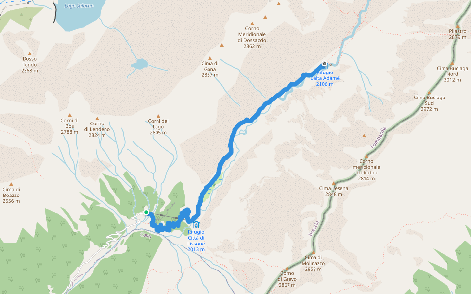 Rifugi Lissone e baita Adamè da Valle di Saviori