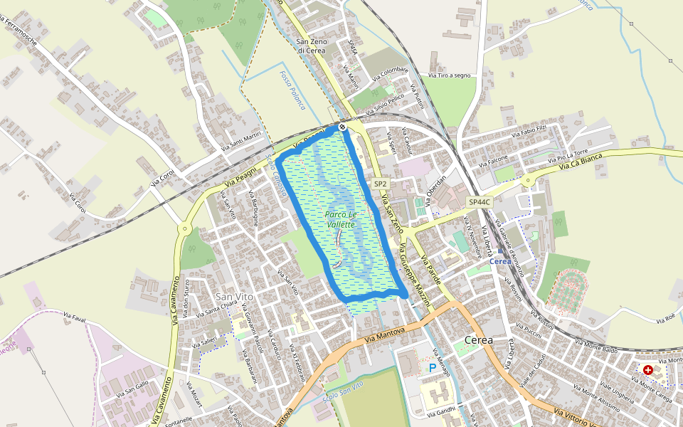 Parco Le Vallette walking route map in Cerea