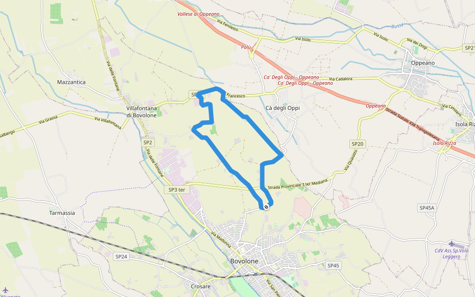 Via Bosco walking route map in Bovolone