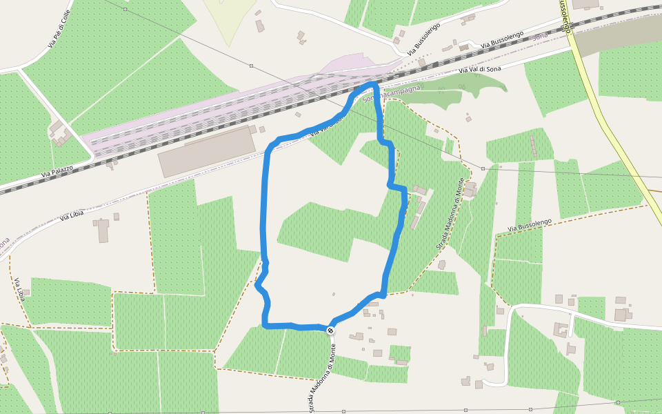 Via Bussolengo walking route map in Coramar