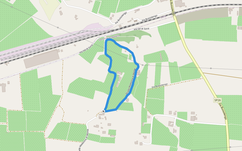 Via Bussolengo walking route map in Coramar