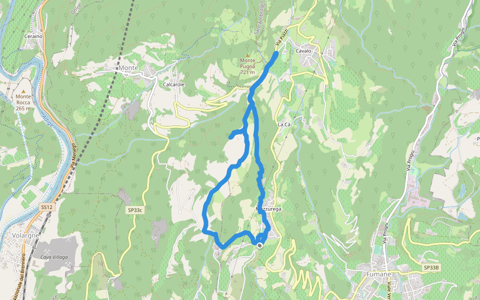 Gargagnago - Cavalo walking route map in Mazzurega
