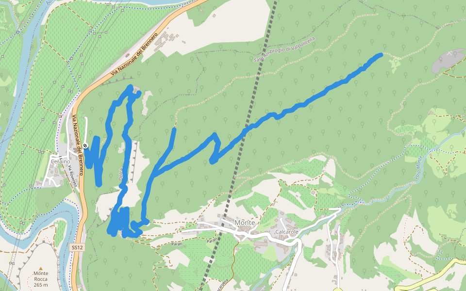 Forte Monte - Variante alla cima walking route map in Ceraino