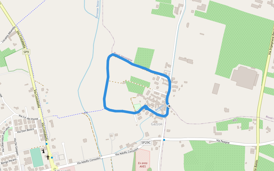 Bergola walking route map in Gazzoli