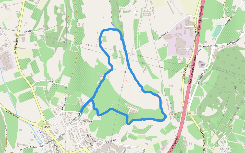 Colo walking route map in Affi