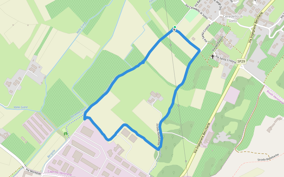 Strada Bellebarbe walking route map in Ceredello