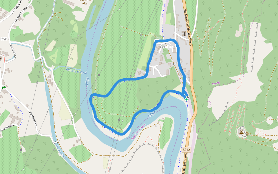 Ceraino walking route map in Dolce'