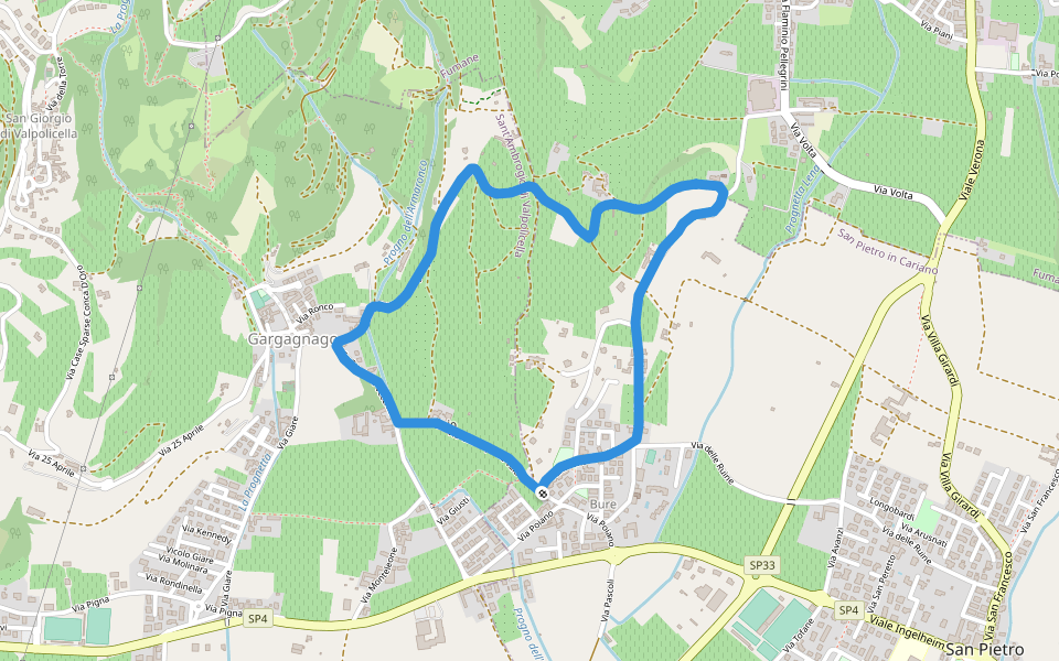 green "G" marked trail walking route map in Bure