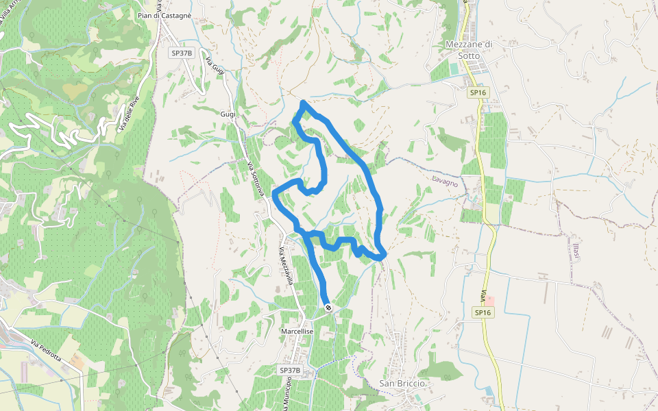 Vaio Saugo walking route map in Marcellise