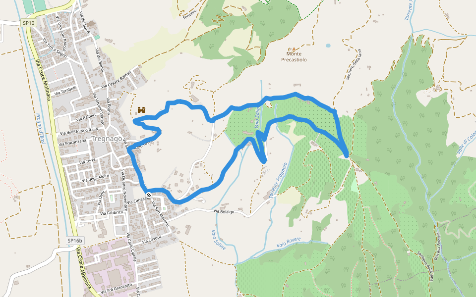 Vaio Saline walking route map in Tregnago