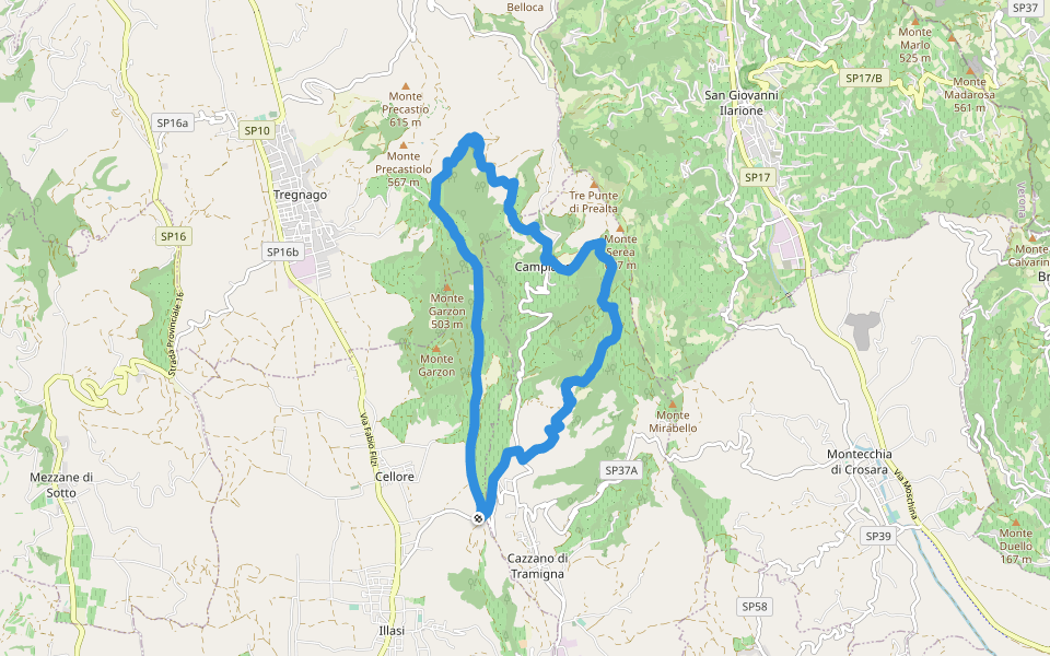 Grume-Lopio descent walking route map in Illasi