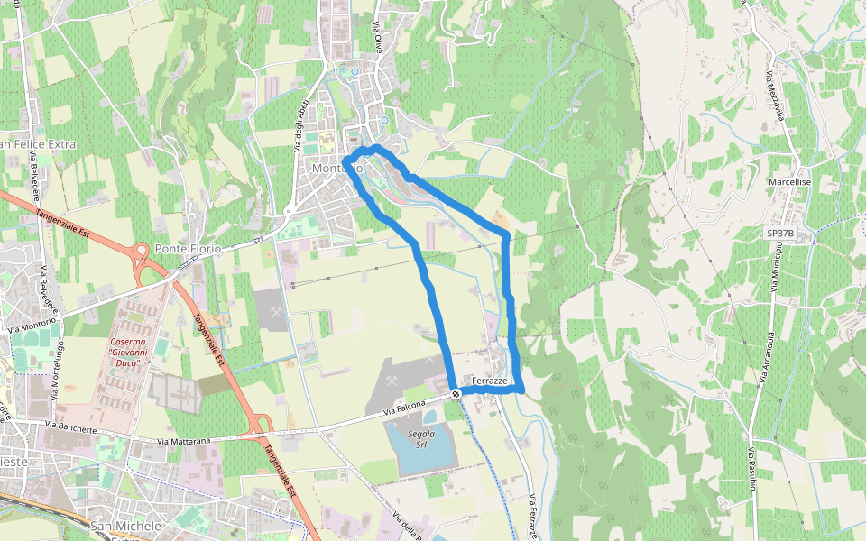 Torrente Squaranto walking route map in Ferrazze