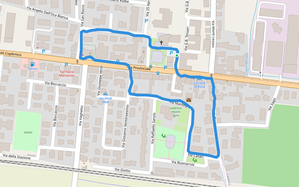 Piazza S. Francesco walking route map in Vago