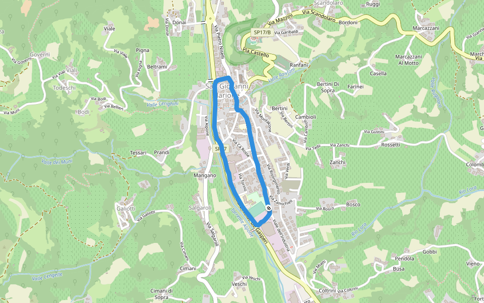 Campo Sportivo walking route map in San Giovanni Ilarione