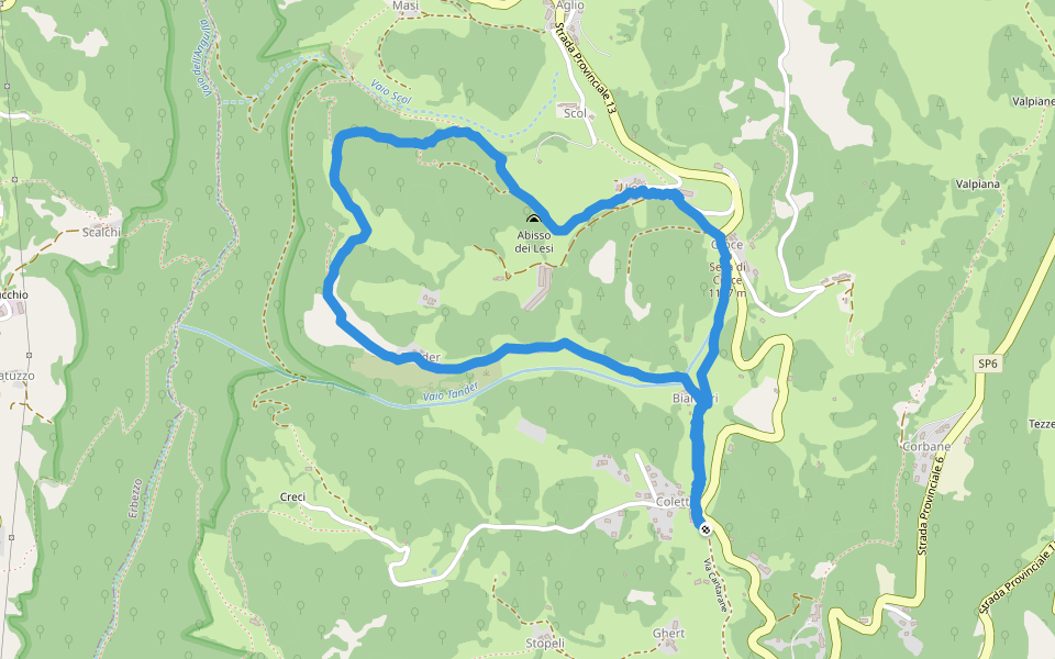 Via Cantarane walking route map in Colletta
