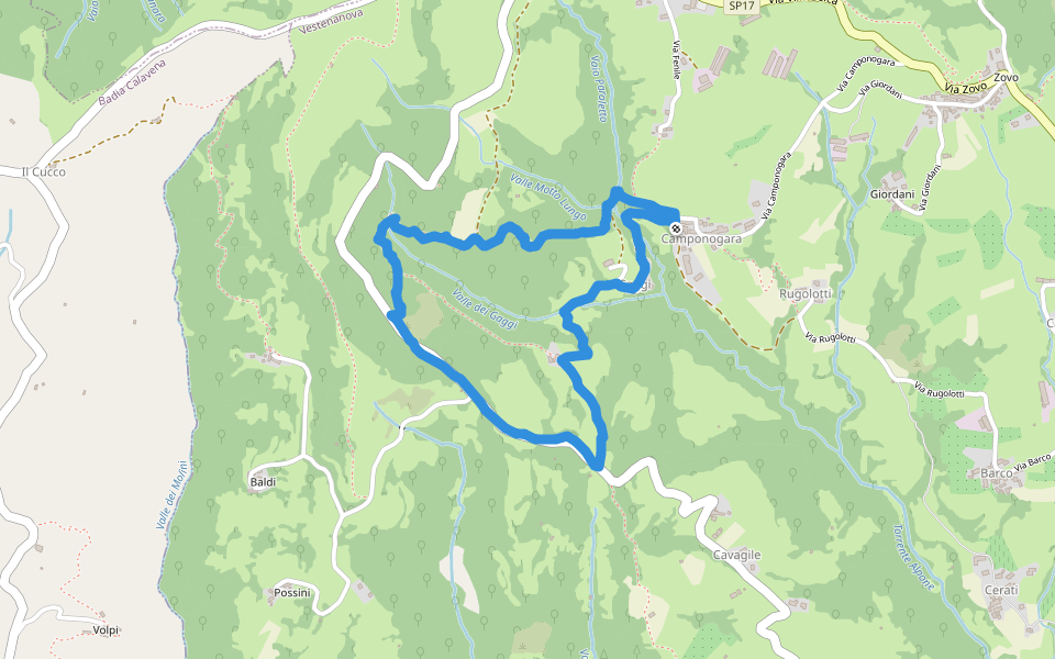 sentiero verde walking route map in Camponogara