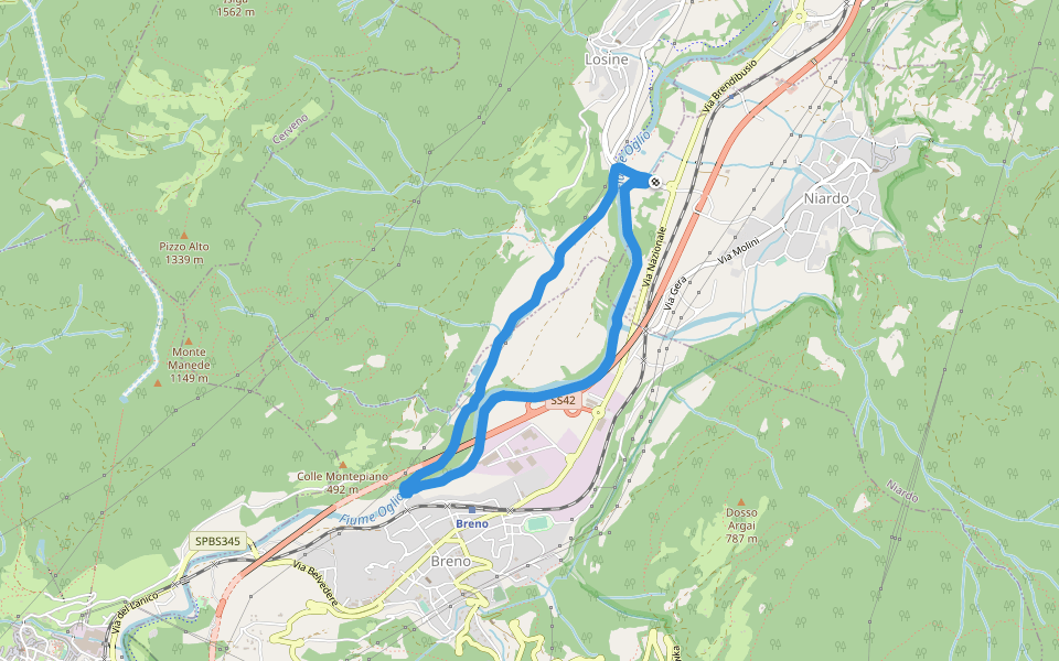 Sentiero Fluviale dell'Oglio walking route map in Crist
